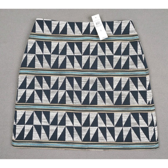 Ann Taylor Dresses & Skirts - Ann Taylor‎ Pencil Skirt Women 4 Blue White Geometric Triangles Career New $89
